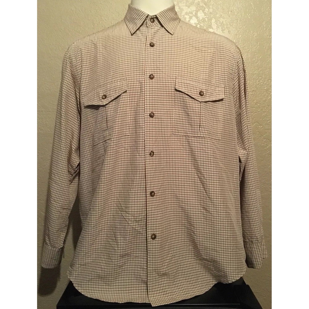 Orvis Men's Size Large Multi Color Check Lyocell Long Sleeve Button Down Shirt L